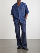 LOEWE - Camp-Collar Anagram-Detail Denim Shirt - Blue