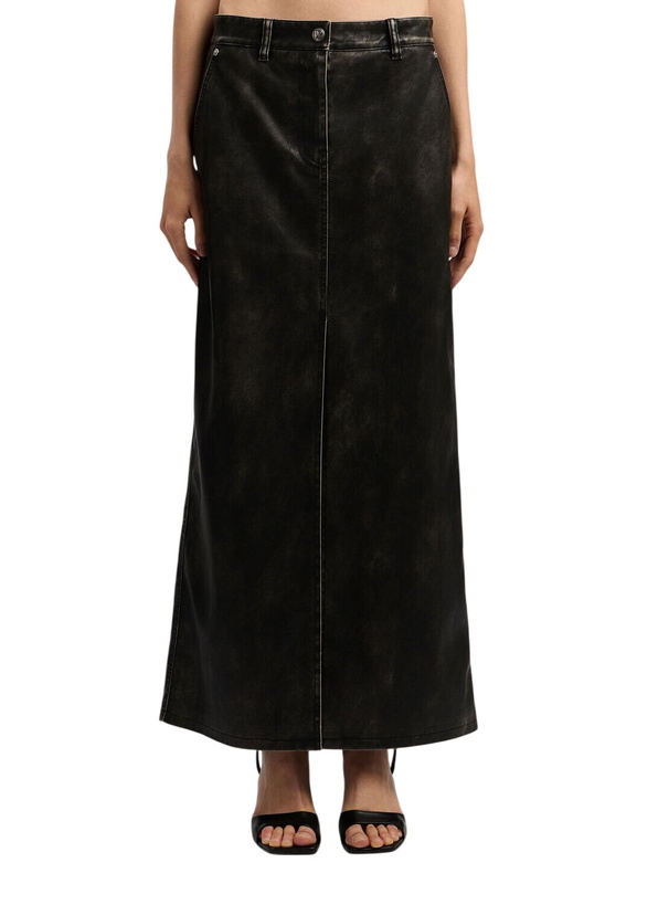 Photo: Palm Angels Curved Logo Coated Long Skirt