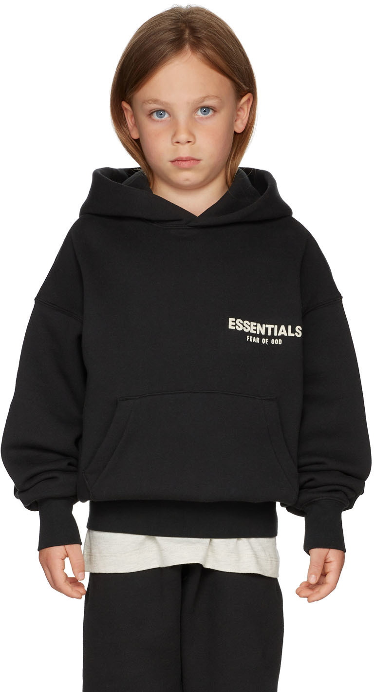 Essentials Kids Black Logo Hoodie Essentials