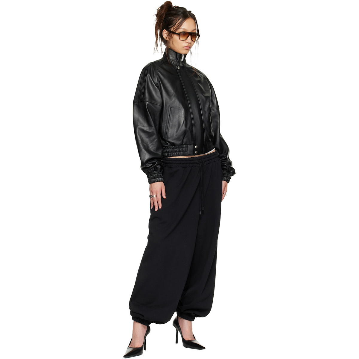 LU'U DAN Black Blouson Leather Jacket