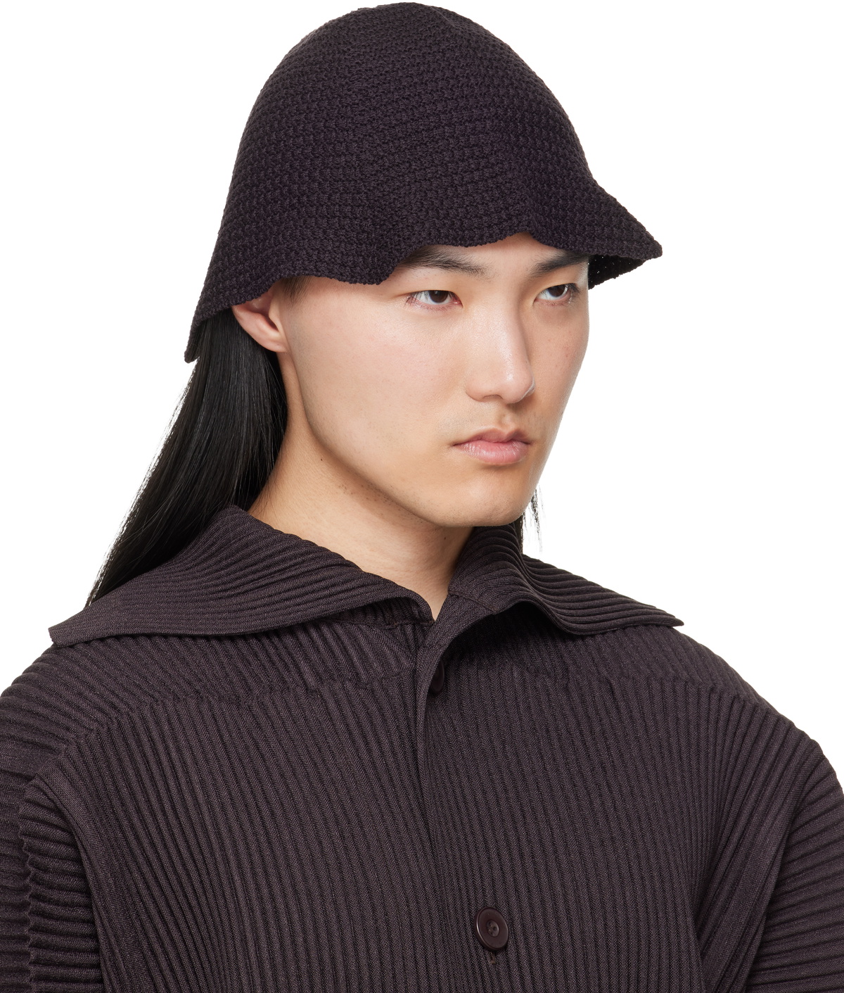 HOMME PLISSÉ ISSEY MIYAKE Brown Crochet Hat Homme Plisse Issey Miyake