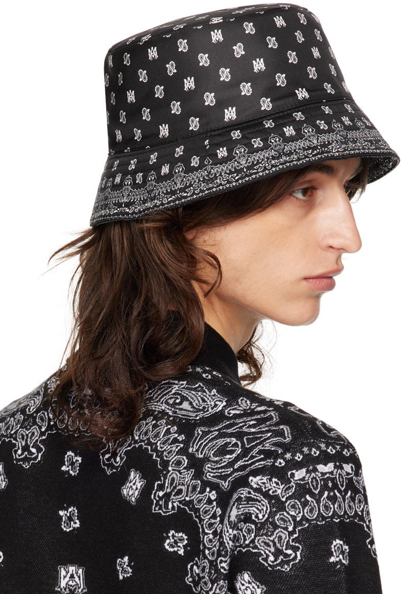AMIRI Black 'MA' Paisley Bucket Hat Amiri
