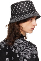 AMIRI Black 'MA' Paisley Bucket Hat