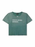 Enfants Riches Déprimés - Distressed Logo-Print Cotton-Jersey T-Shirt - Green
