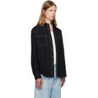 vowels Black Double Pocket Shirt