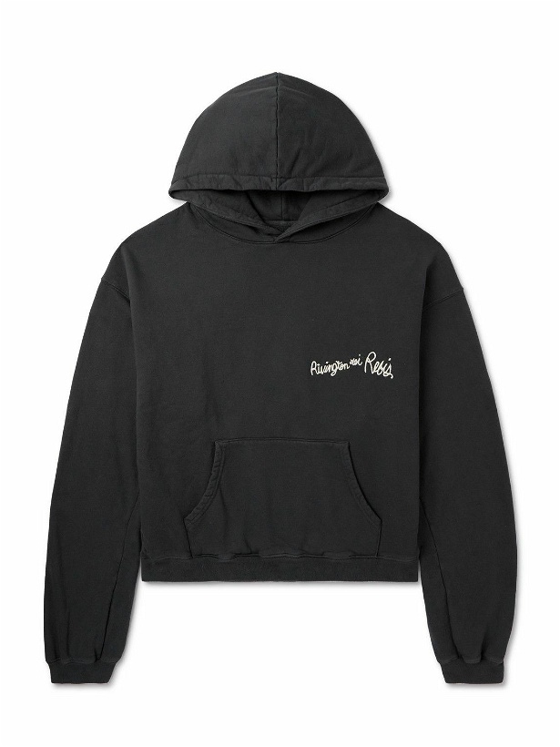 Photo: RRR123 - Laundry Bag Logo-Embroidered Cotton-Jersey Hoodie - Black