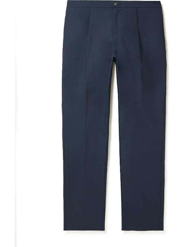 Photo: DOPPIAA - Aavicenna Tapered Pleated Stretch-Cotton Ripstop Trousers - Blue