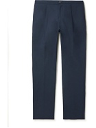 DOPPIAA - Aavicenna Tapered Pleated Stretch-Cotton Ripstop Trousers - Blue
