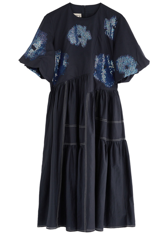 Photo: Lovebirds Merry Sequin-embellished Cotton-blend Midi Dress Navy