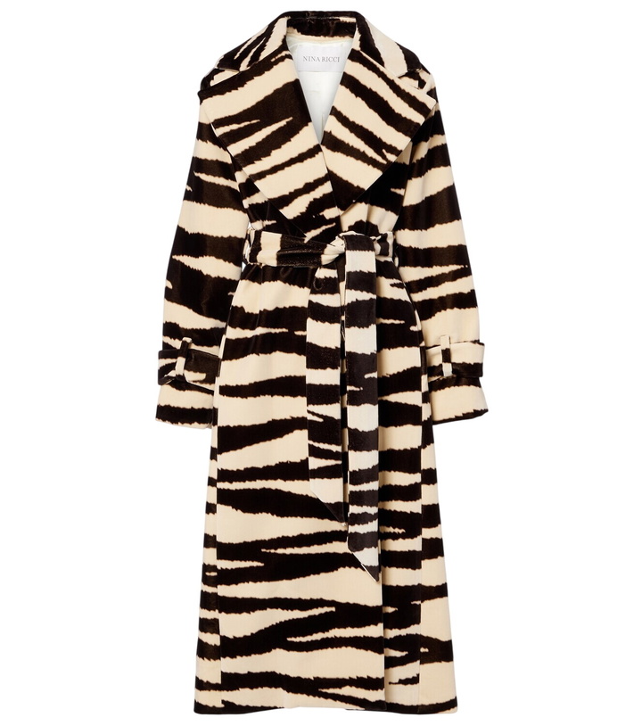 Photo: Nina Ricci Zebra-print cotton velvet wrap coat