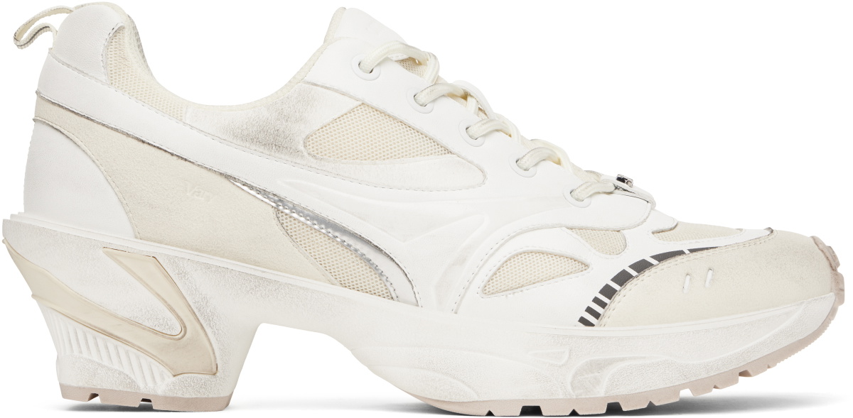 untitlab® Off-White Lace Ups Flex Heel Sneakers
