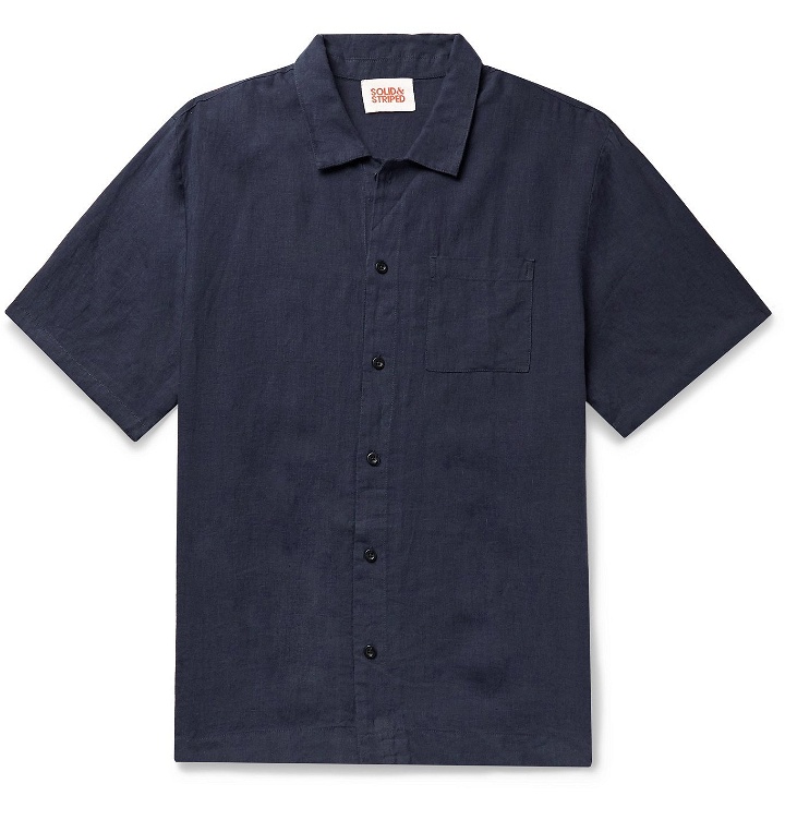 Photo: Solid & Striped - Cabana Linen Shirt - Blue