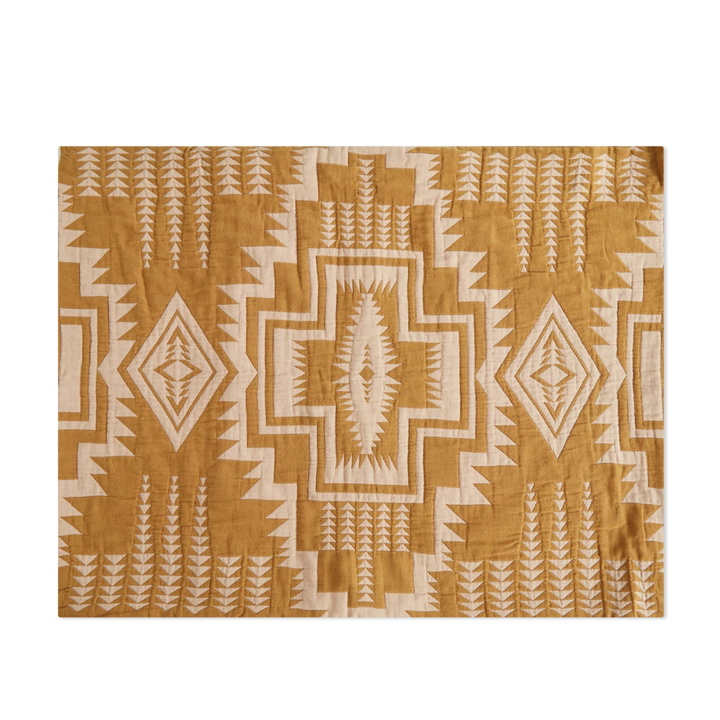 Photo: Pendleton Organic Cotton Matelasse Cushion Cover in Harding Star Ochre 