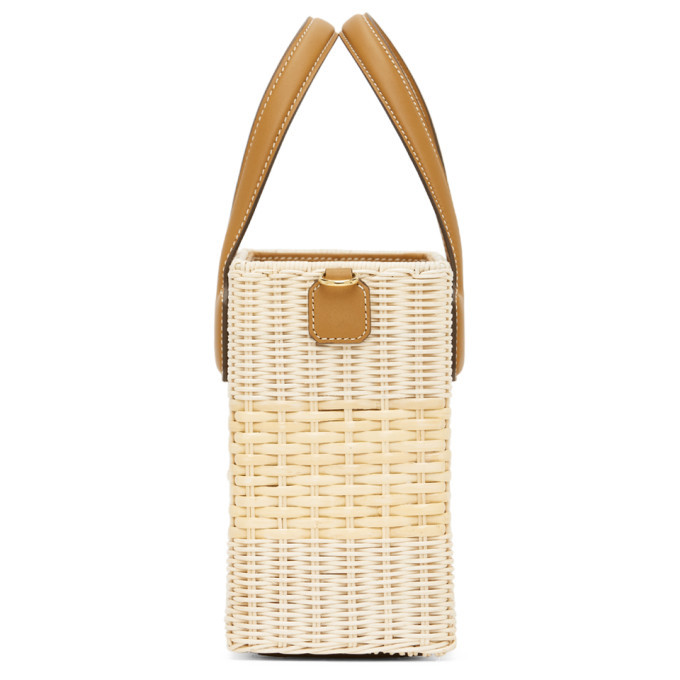 Mark Cross Beige and Brown Rattan Manray Tote