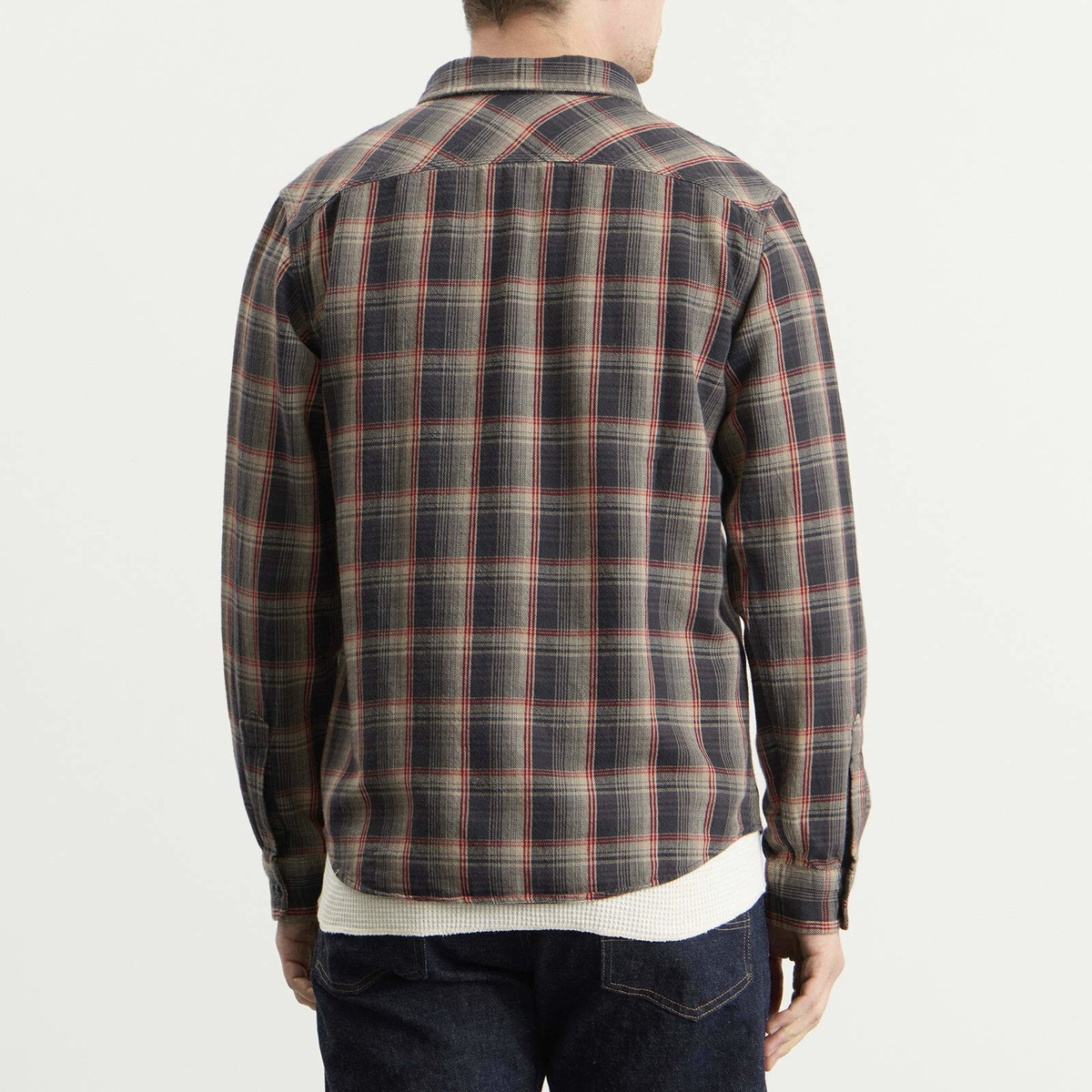 RRL Men's Jasper Check Shirt in Rl-810 Grey/Red