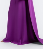 Oscar de la Renta Embellished caped silk-blend georgette gown