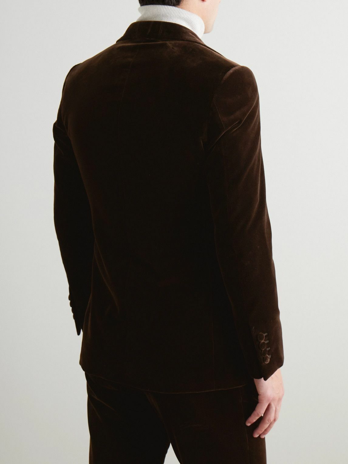 Kingsman - Double-Breasted Cotton-Velvet Tuxedo Jacket - Brown