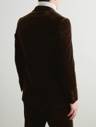 Kingsman - Double-Breasted Cotton-Velvet Tuxedo Jacket - Brown