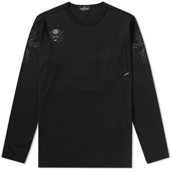 Photo: Stone Island Shadow Project Long Sleeve Garment Dyed Graphic Tee