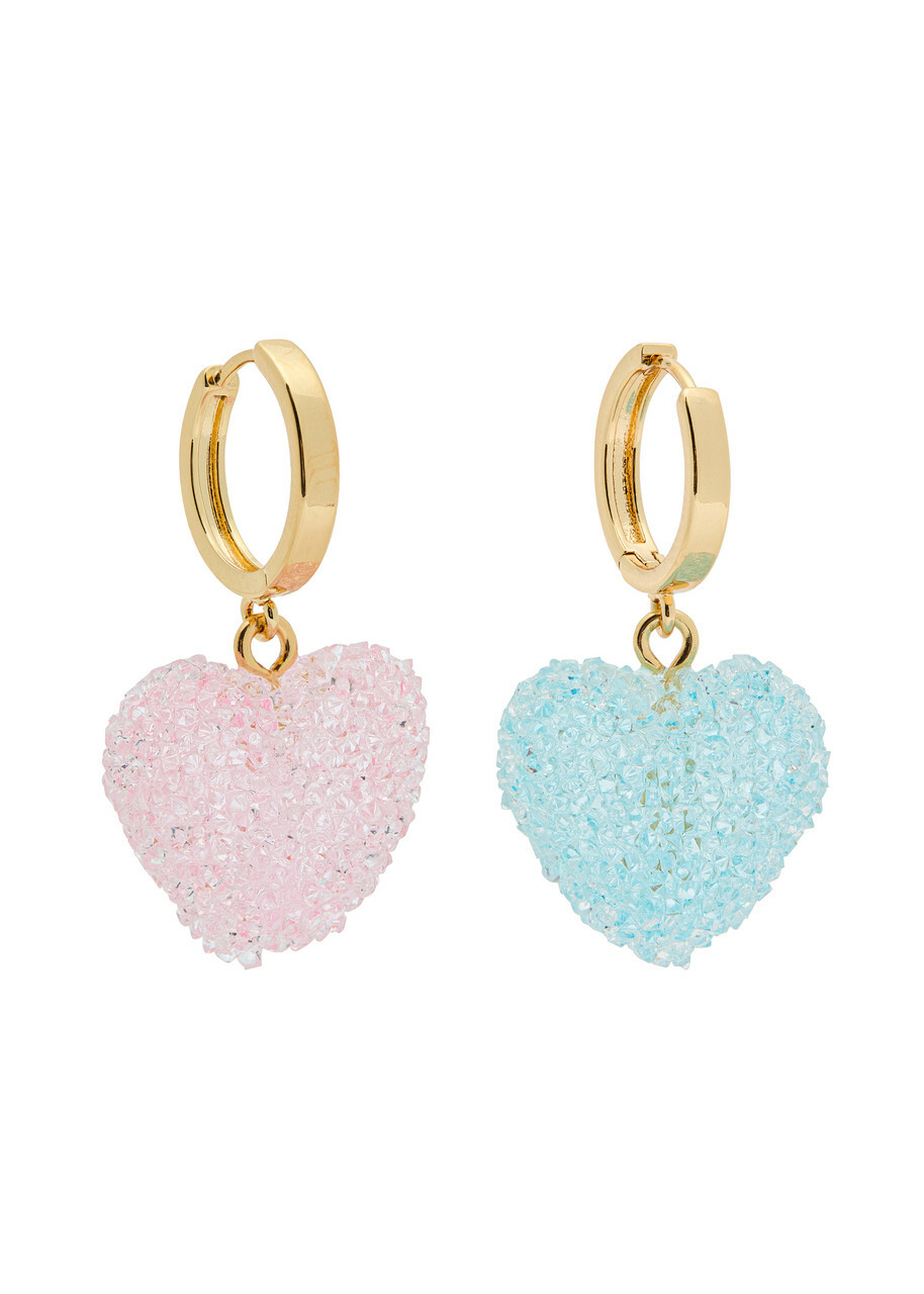 Crystal Haze Jelly Heart 18kt Gold-plated Hoop Earrings - Blue - One Size