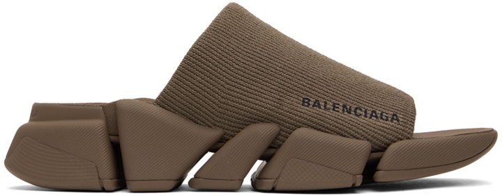Photo: Balenciaga Taupe Speed 2.0 Slides