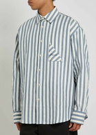 Jacquemus La Chemise Voilier Striped Cotton-blend Shirt White And Blue