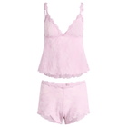 SKIMS Women's Stretch Lace Triangle Cami & Short Set in Baby Pink