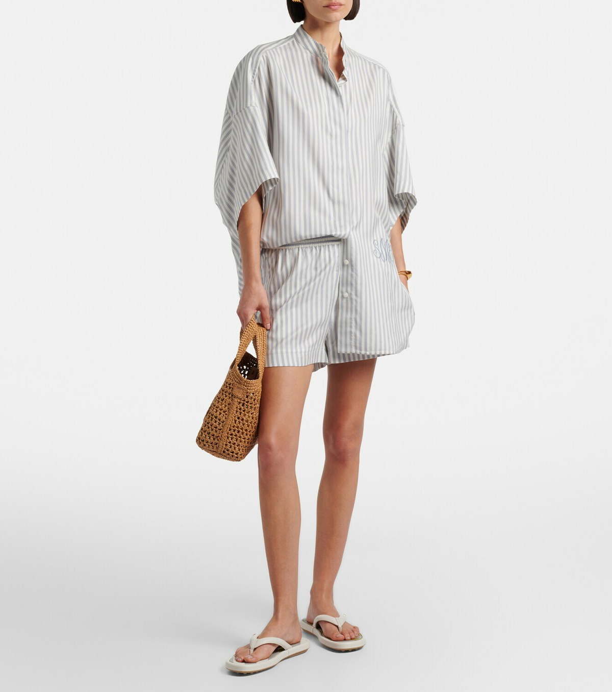 Tod's Striped leather thong sandals