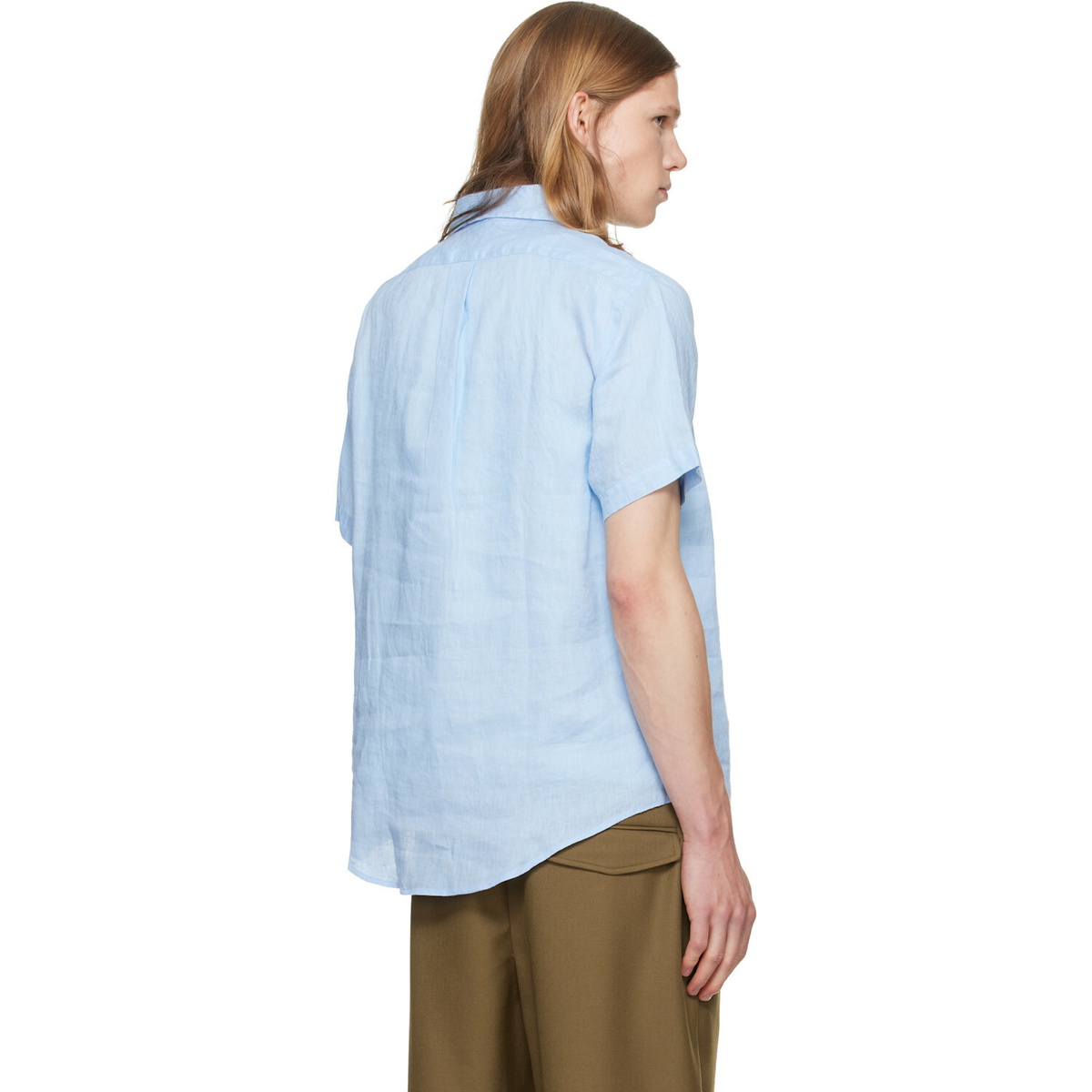 Polo Ralph Lauren Blue Linen Short Sleeve Sport Shirt Polo Ralph