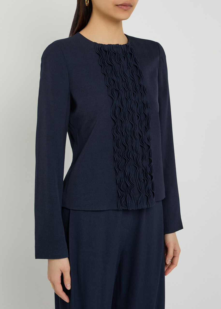 Emporio Armani Ruffled Crepe Jacket Navy