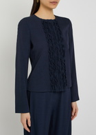 Emporio Armani Ruffled Crepe Jacket Navy