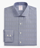 Brooks Brothers Men's Stretch Madison Relaxed-Fit Dress Shirt, Non-Iron Royal Oxford English Collar Glen Plaid | Navy