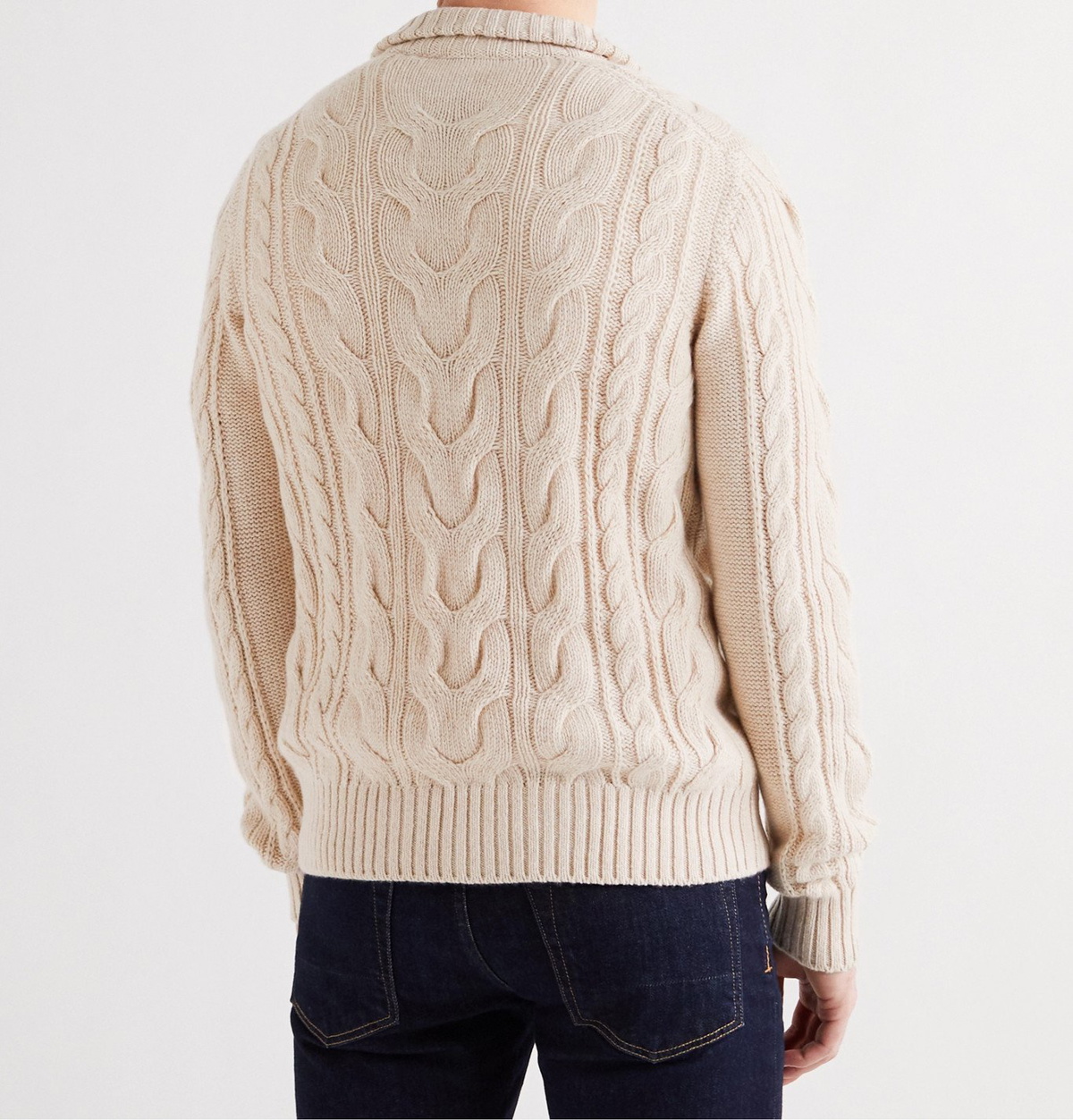 LORO PIANA Cable-knit baby cashmere half-zip sweater