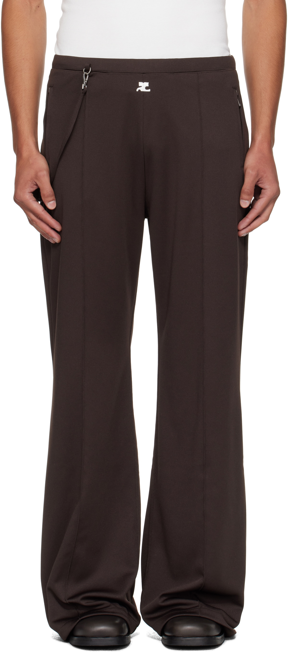 Courrèges Brown Flare Interlock Tracksuit Pants