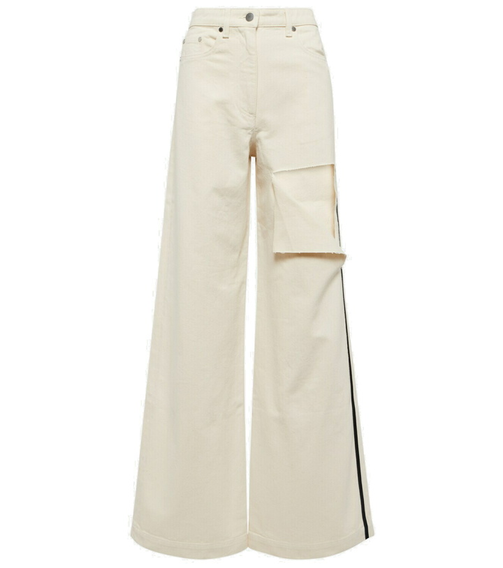 Photo: Peter Do Distressed high-rise wide-leg jeans