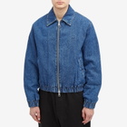 AMI Paris Men's Zipped Denim Bomber Jacket in Blue