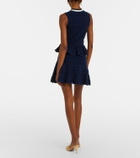 Self-Portrait Peplum pointelle cotton-blend minidress