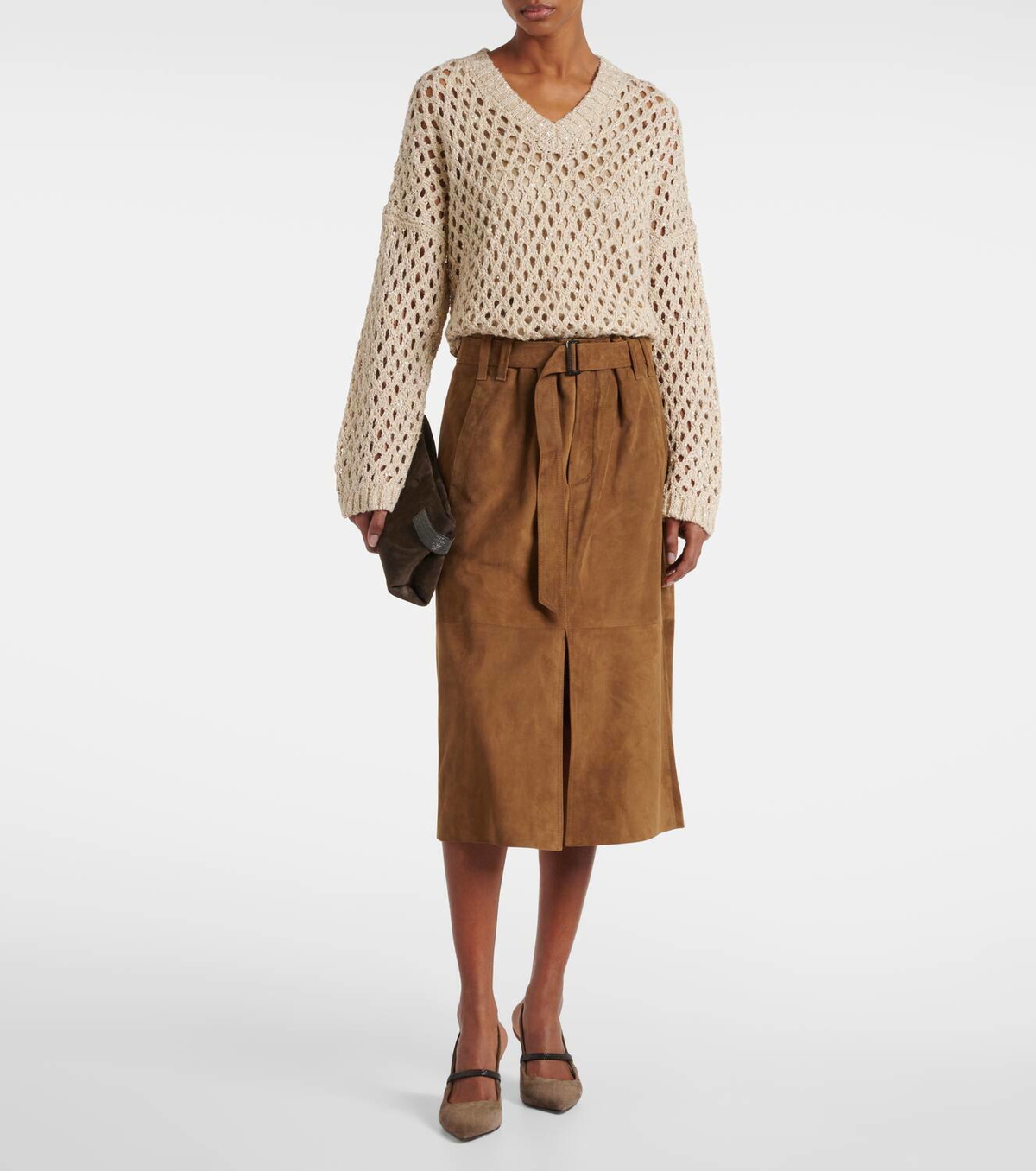Brunello Cucinelli Sequined silk and linen-blend sweater