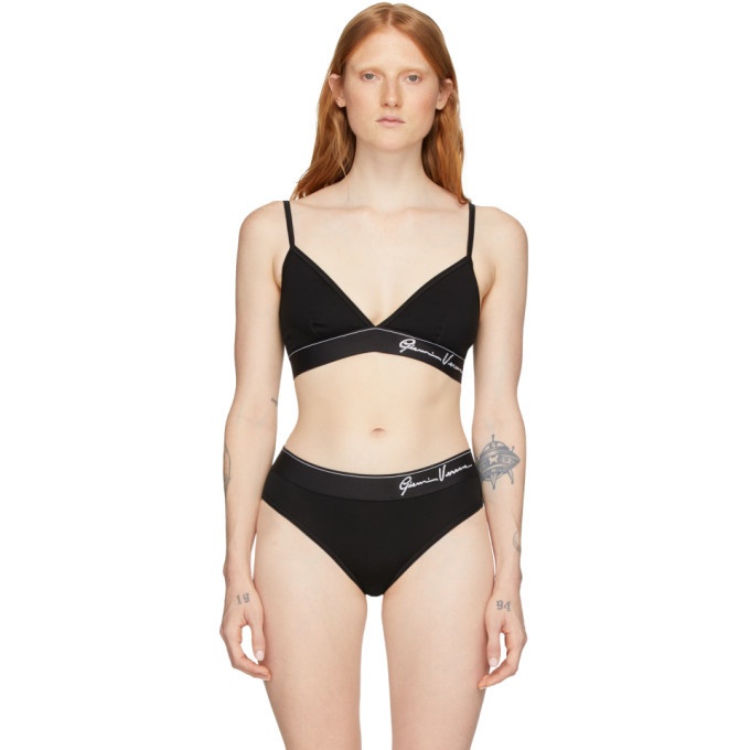 Black Semi-Sheer Bra by Versace Underwear on Sale