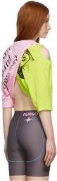 Paolina Russo SSENSE Exclusive Green & Pink Wrap Beach T-Shirt