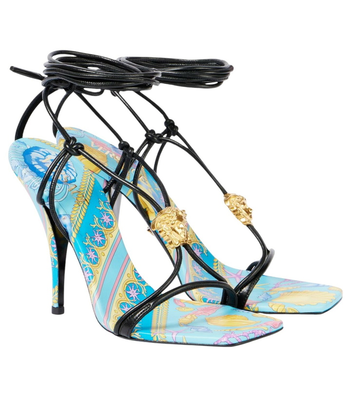 Photo: Versace La Medusa printed leather sandals