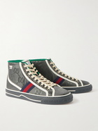 Gucci - Off the Grid Webbing-Trimmed Monogrammed ECONYL Canvas High-Top Sneakers - Gray