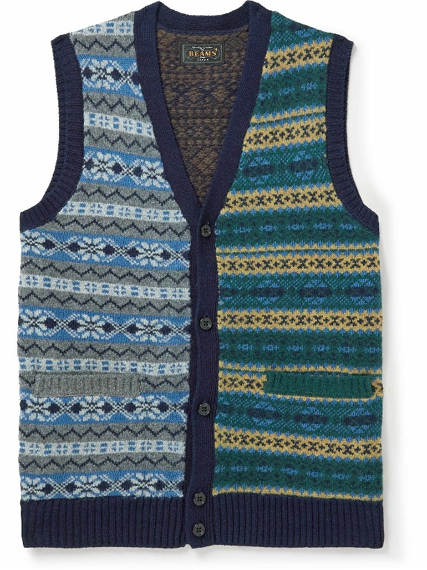 Photo: Beams Plus - Wool-Blend Jacquard Sweater Vest - Blue
