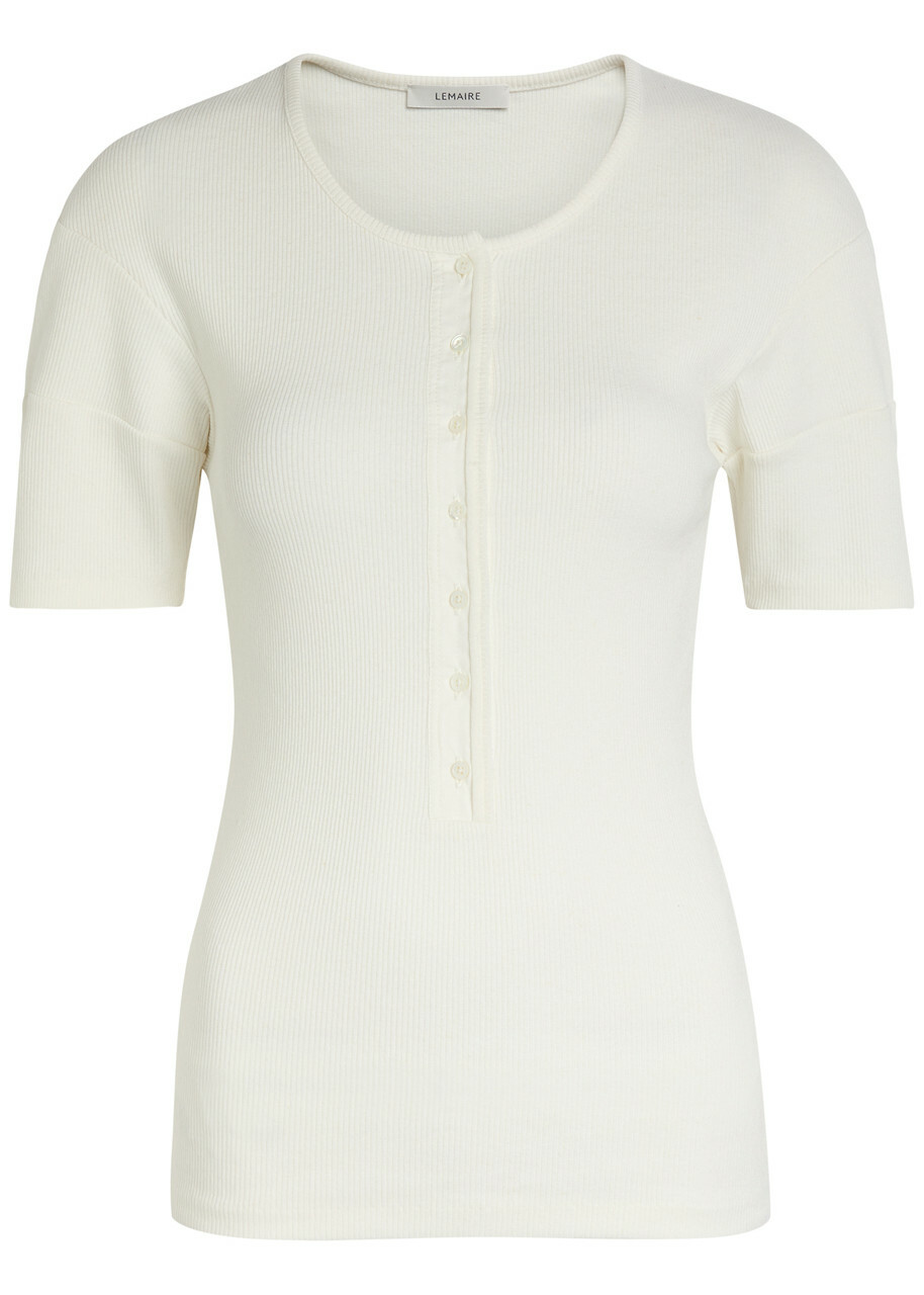 Lemaire Ribbed Cotton-blend top Off White
