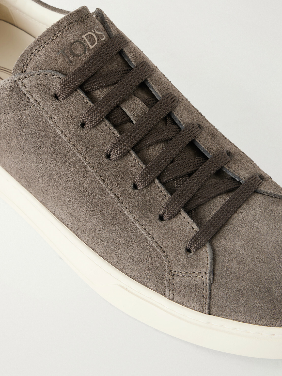 Tod's - Paneled Rubber-Trimmed Suede Sneakers - Gray