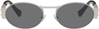 Versace Silver Medusa Deco Oval Sunglasses