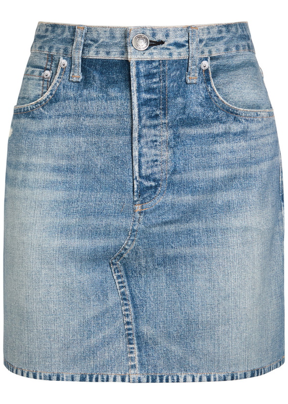 Photo: Rag & Bone Miramar Ponte Printed Stretch-jersey Mini Skirt Blue
