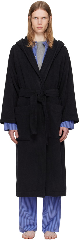 Photo: Tekla Black Terry Hooded Bathrobe