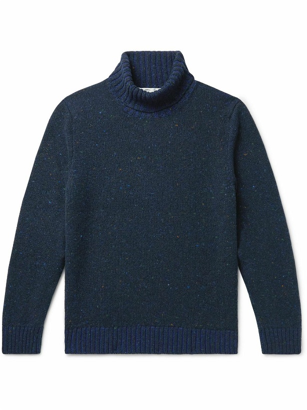 Photo: Inis Meáin - Donegal Merino Wool and Cashmere-Blend Rollneck Sweater - Blue