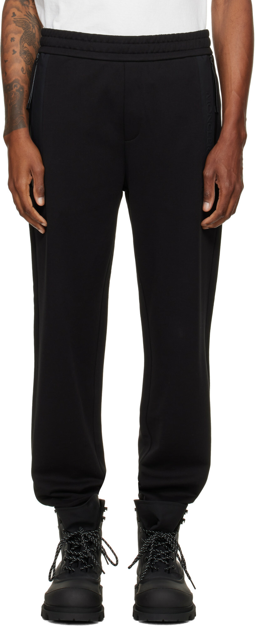 Moncler Black Cotton Terry Sweatpants